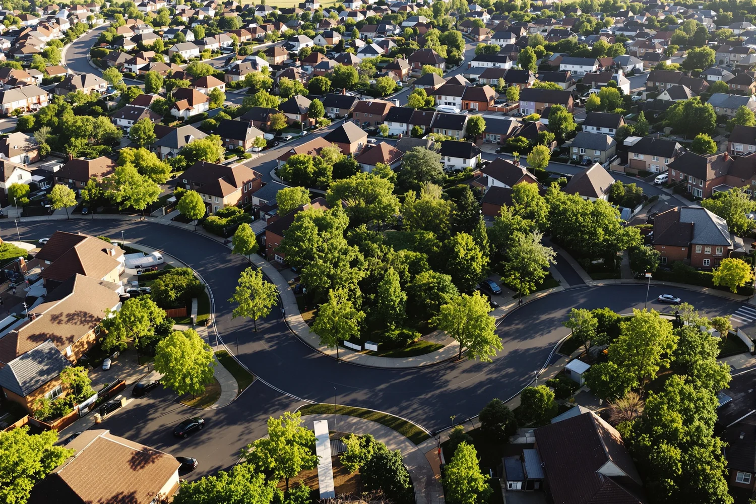 Vista aérea de un barrio residencial nuevo